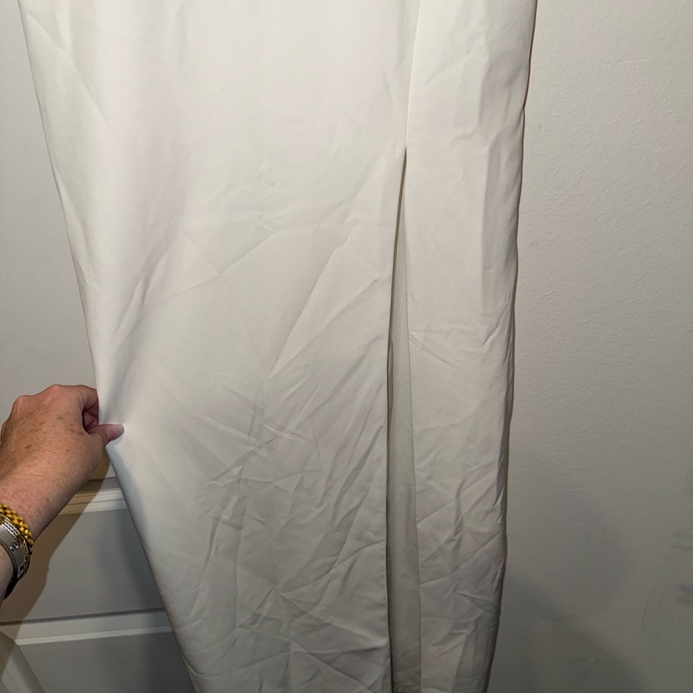 New Aidan Mattox Strapless Crepe Long Dress in Ivory - Picture 8 of 15